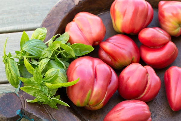 Tomates curvos de rosa madura — Fotografia de Stock