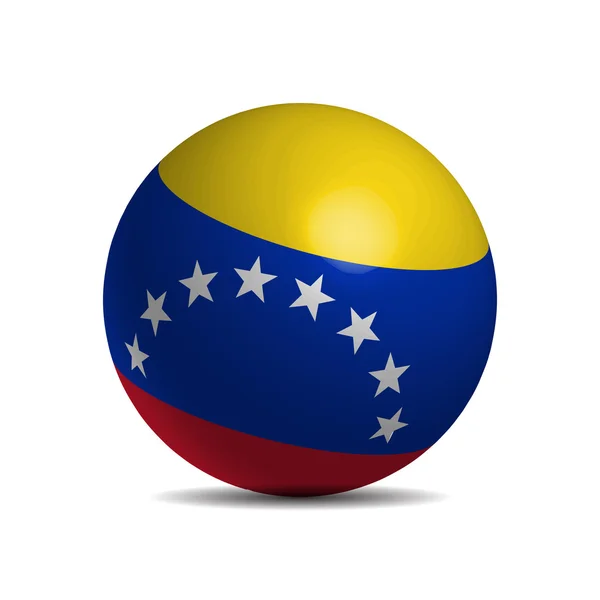 Venezuelas flagga på ball en 3d — Stock vektor