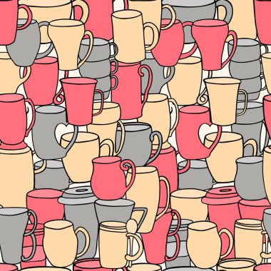 Çay ve Kahve kupaları seamless modeli.