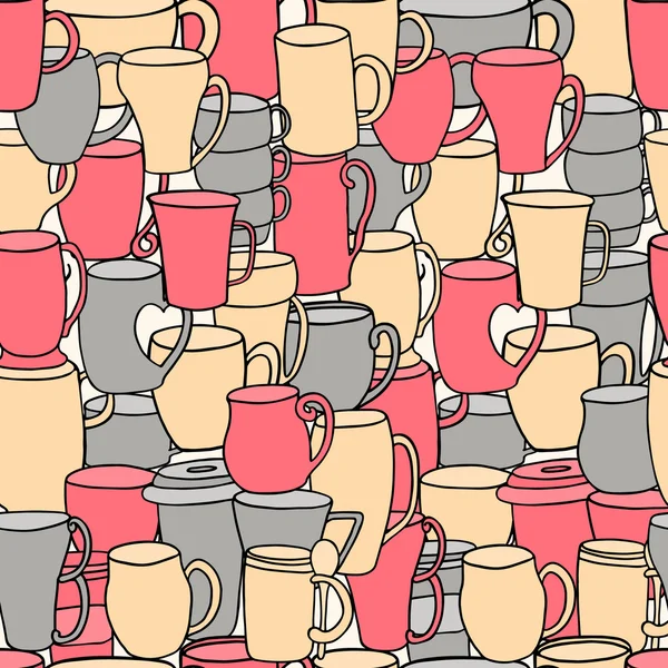 Seamless pattern of tea and coffee cups.