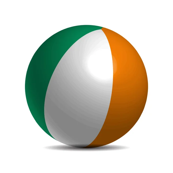 Bandera de Irlanda en una bola 3d con sombra — Vector de stock