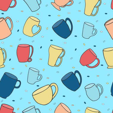 Çay ve Kahve kupaları seamless modeli.