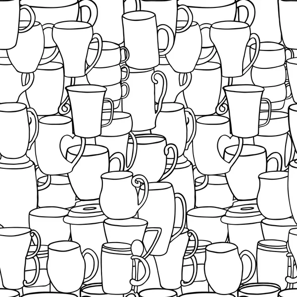 Nahtloses Muster von Tee- und Kaffeetassen. — Stockvektor