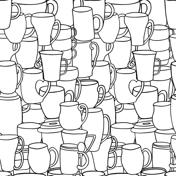 Seamless pattern of tea and coffee cups.