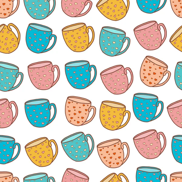 Seamless pattern of tea and coffee cups. — Stock Vector