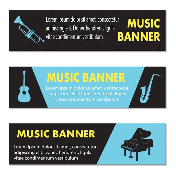Publicidad de banners musicales — Vector de stock