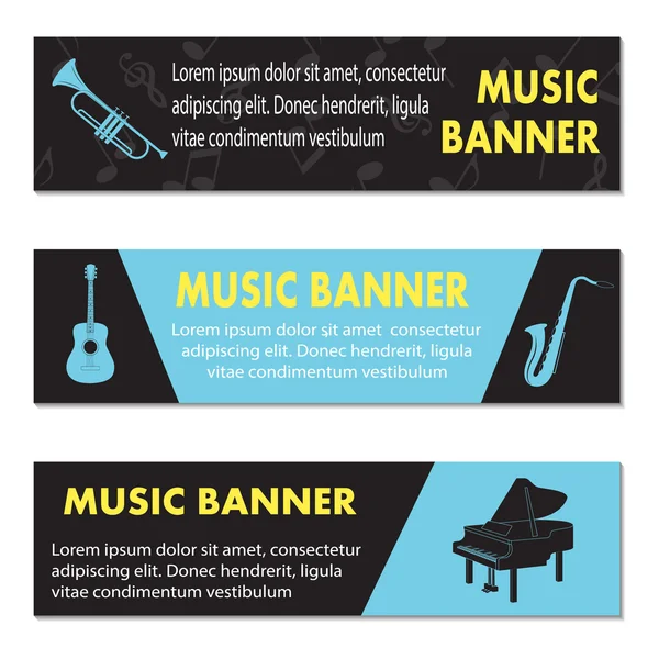 Publicidad de banners musicales — Vector de stock