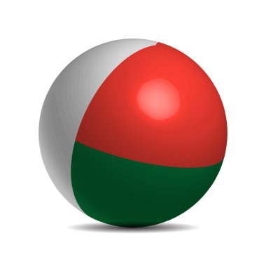 Gölgeli bir 3d Madagaskar bayrağı top