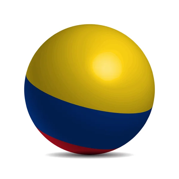 Kolumbianische Flagge auf einem 3D-Ball mit Schatten — Stockvektor