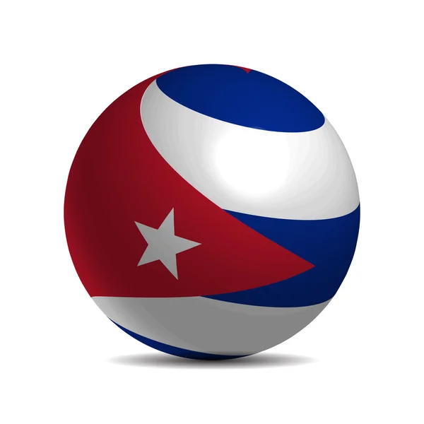 Cuba flag on a 3d ball with shadow — Stock Vector