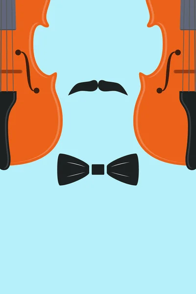 Tarjeta publicitaria con violín en forma humana — Vector de stock