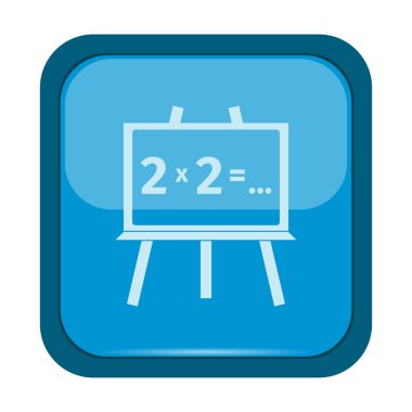 Mavi bir düğme simgesine yazı tahtası