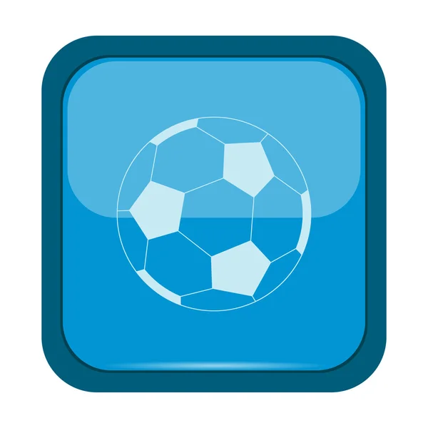 Fotbalový míč na modré tlačítko — Stockový vektor