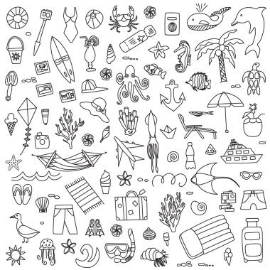 Tatil karalamalar vektör çizim set