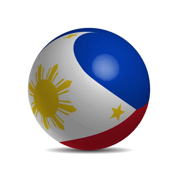 Drapeau Philippines sur une balle 3D avec ombre — Image vectorielle