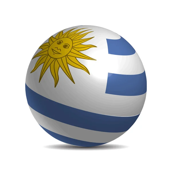 Uruguay-vlag op een 3d bal met schaduw — Stockvector