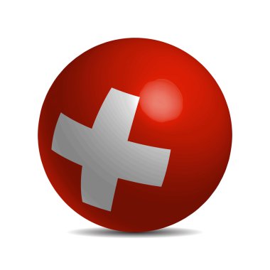 Bir 3d İsviçre bayrağı shhadow ile Top