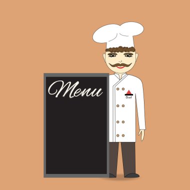 Restoran menüsünü tutan Şef