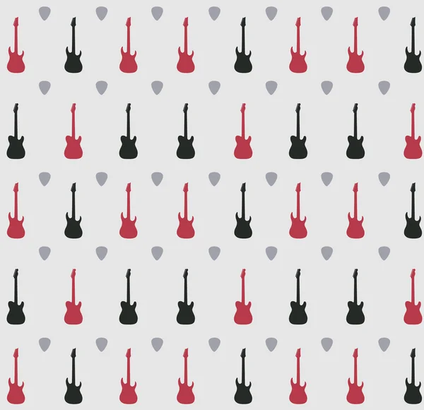 Pattern with guitars on a grey  background — Stock Vector