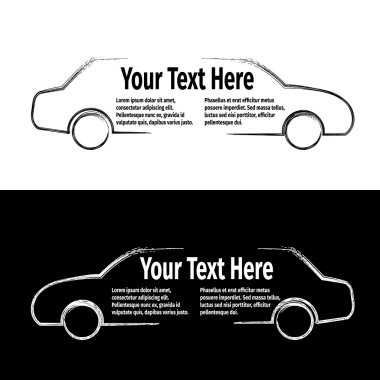 Siyah ve beyaz araba reklam kartındaki