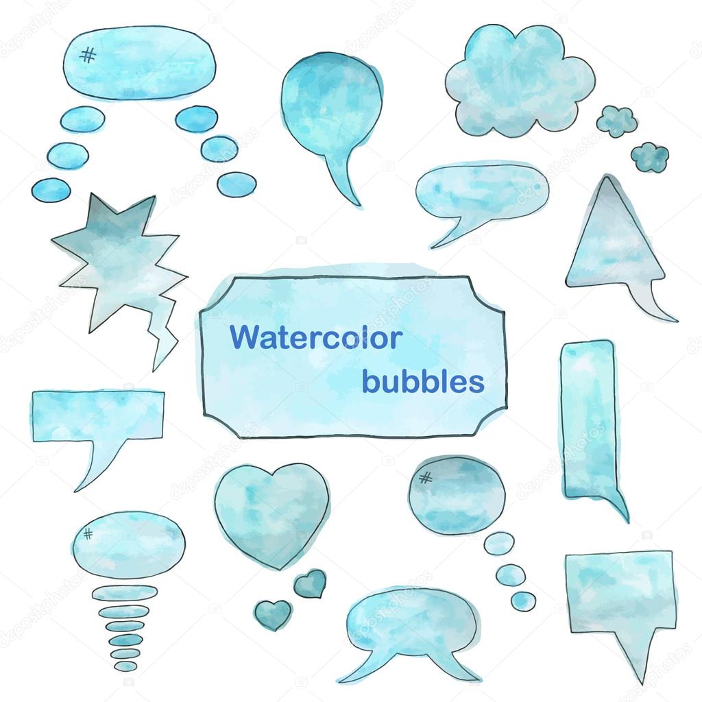 Watercolor bubbles set.