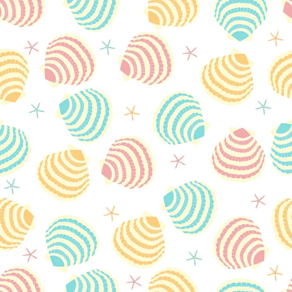 Seamless pattern of seashells — Stock Vector