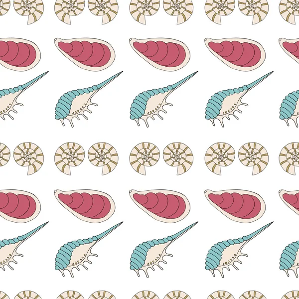 Seamless pattern of seashells — Stock Vector