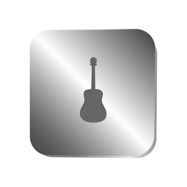 Guitar silhouette icon on a metal button — Stock Vector
