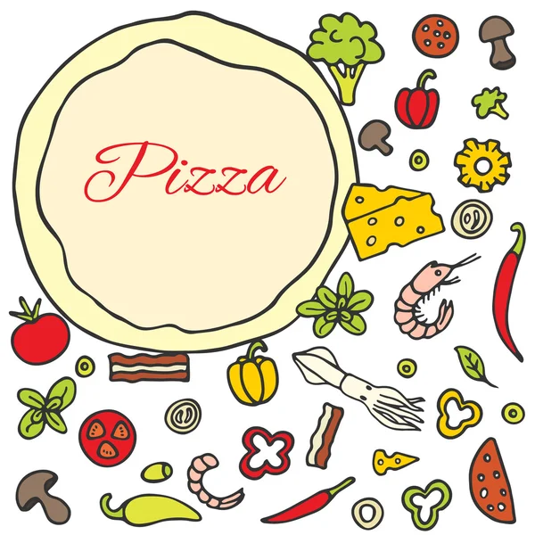 Pizza birtakım maddeler ile — Stok Vektör
