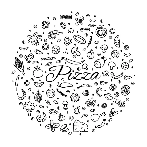 Πίτσα με ένα σύνολο των συστατικών — Διανυσματικό Αρχείο
