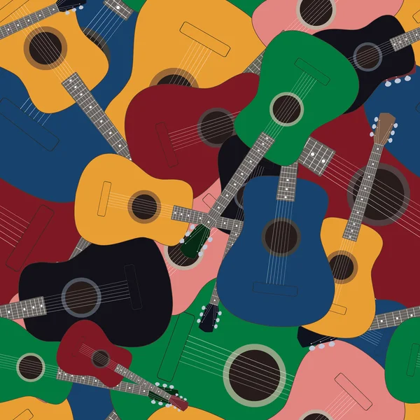 Seamless pattern with colored guitars — Stock Vector