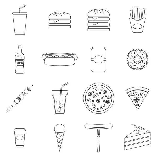 Conjunto de iconos de comida rápida — Vector de stock