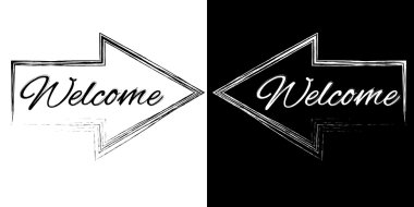Welcome on a black and white arrows clipart