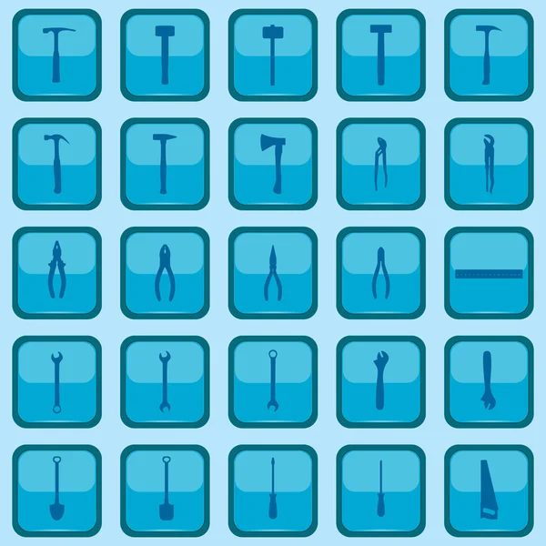 Ferramentas ícones em um botão azul —  Vetores de Stock