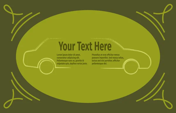 Voiture verte sur une carte publicitaire, illustration vectorielle — Image vectorielle