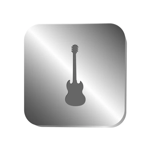 Guitar silhouette icon on a metal button — Stock Vector