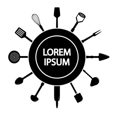 Reklam kartı ile mutfak eşyaları