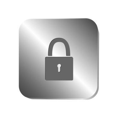 Çelik düğme üzerindeki asma kilit simgesi