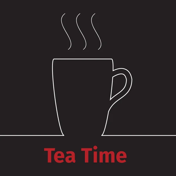 Tea Time Banner auf schwarzem Hintergrund — Stockvektor