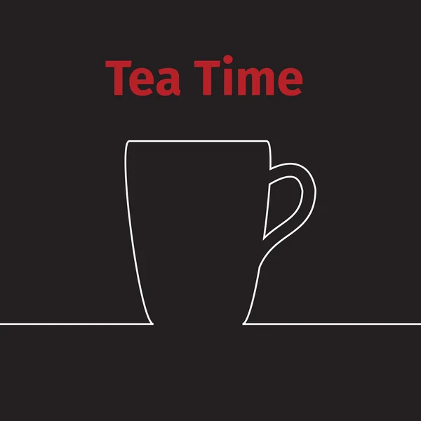 Tea Time Banner auf schwarzem Hintergrund — Stockvektor