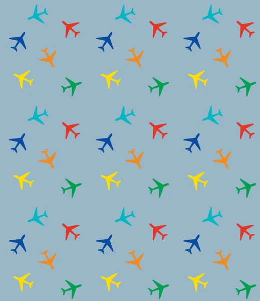 Pattern with colored airplanes — Stock Vector