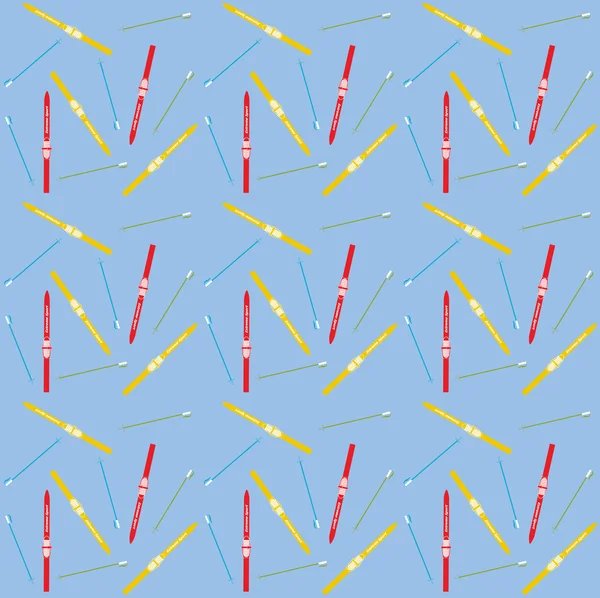 Pattern with skis and sticks — Stock Vector