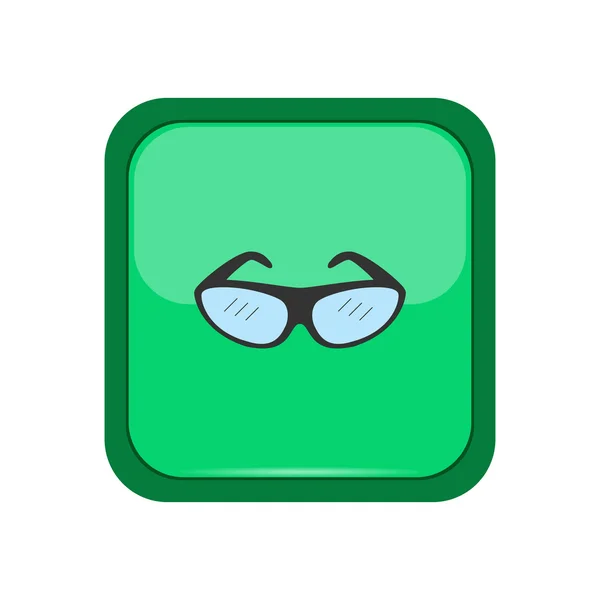 Gafas graduadas de escalador en botón verde — Vector de stock