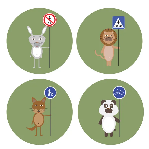 Animals kept signs of traffic rules — Stock Vector