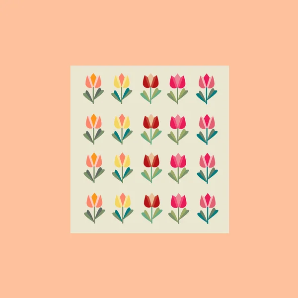 Conjunto de elementos florales de tulipanes y hojas — Archivo Imágenes Vectoriales