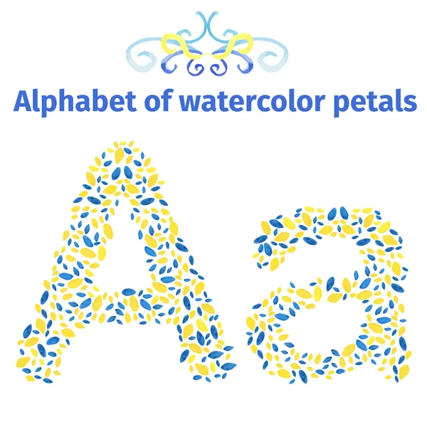 Alphabet of watercolor petals — Stockový vektor