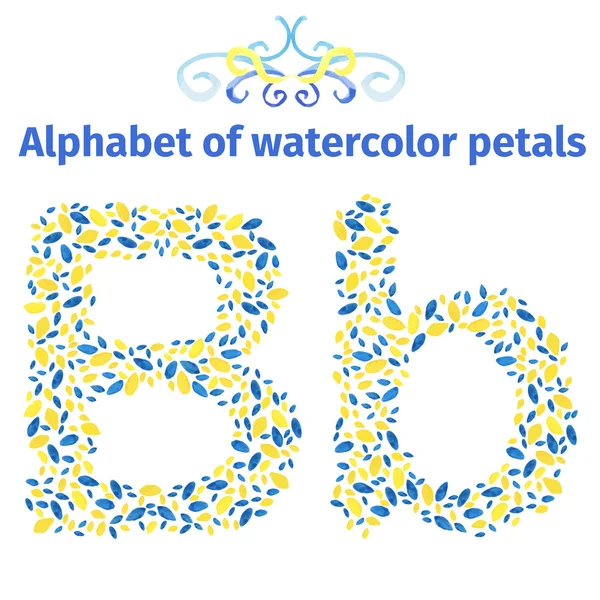 Alphabet of watercolor petals — Διανυσματικό Αρχείο