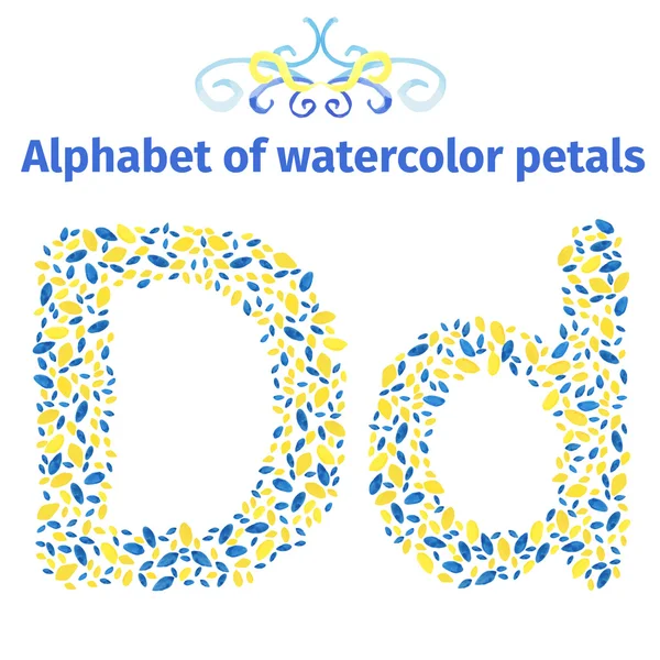 Alphabet of watercolor petals — Stockvector