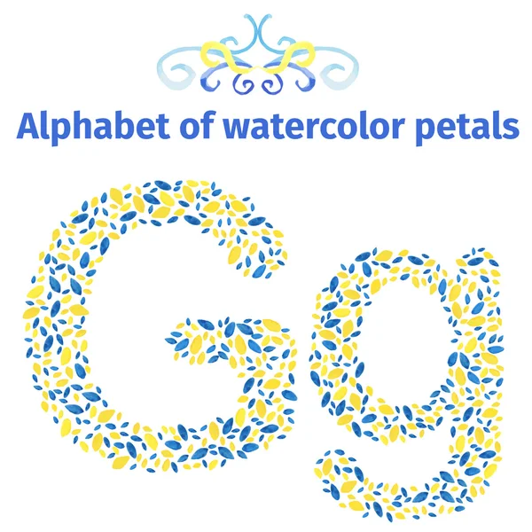 Alphabet of watercolor petals — Stockový vektor