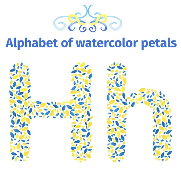 Alphabet of watercolor petals — Stock vektor